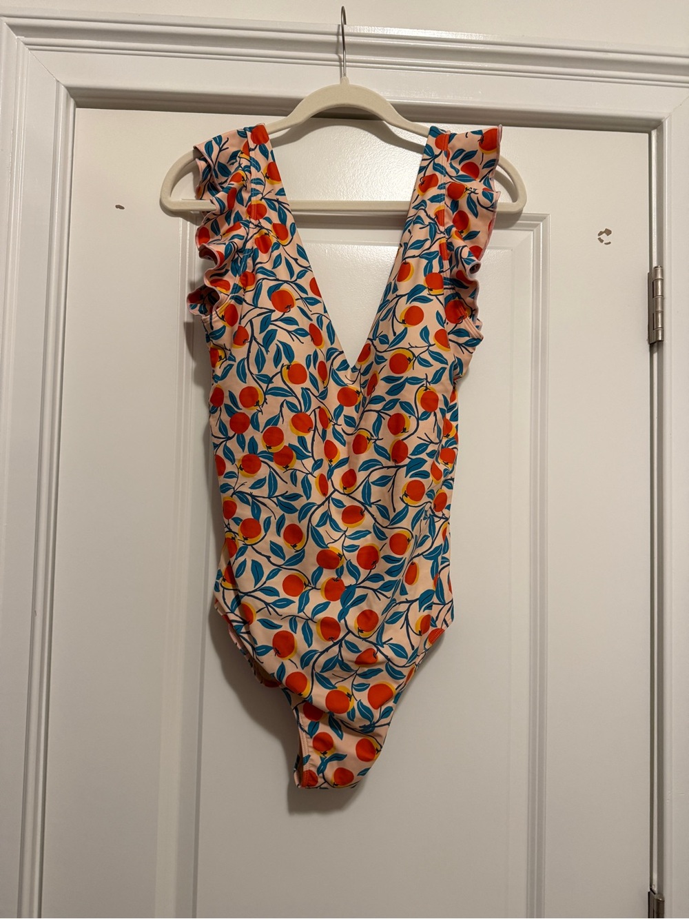 Summersalt The Ruffle Backflip Orange Peach Fruit Print One-Piece Swimsuit 12